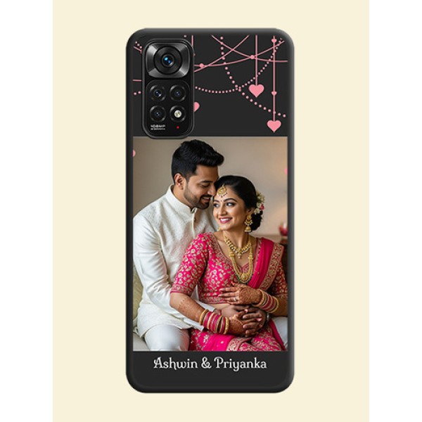 Pink Love Hangings with Text on Space Black Custom Soft Matte Back Cover - Redmi Note 11s Pink Love Hangings with Text on Space Black Custom Soft Matte Back Cover - Redmi Note 11s