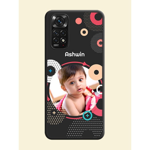 Multicoloured Round Image on Personalised Space Black Soft Matte Cases - Redmi Note 11s Multicoloured Round Image on Personalised Space Black Soft Matte Cases - Redmi Note 11s