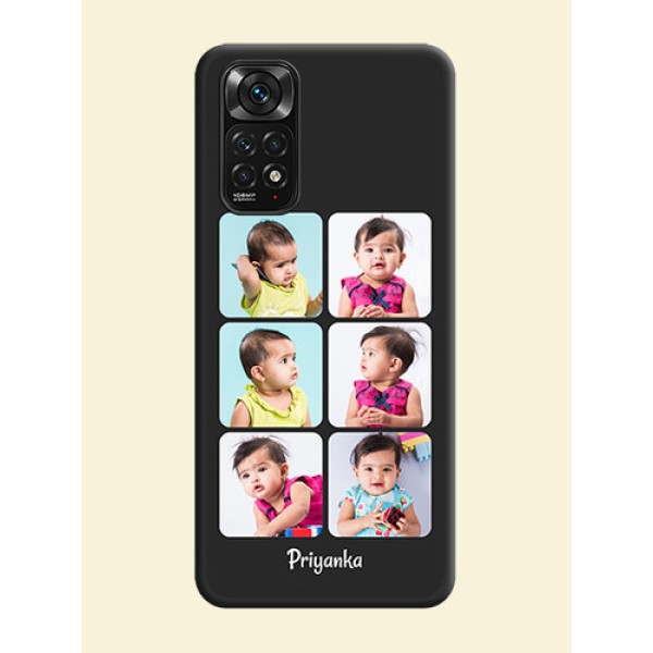 Floral Art with 6 Image Holder on Photo on Space Black Soft Matte Mobile Case - Redmi Note 11s