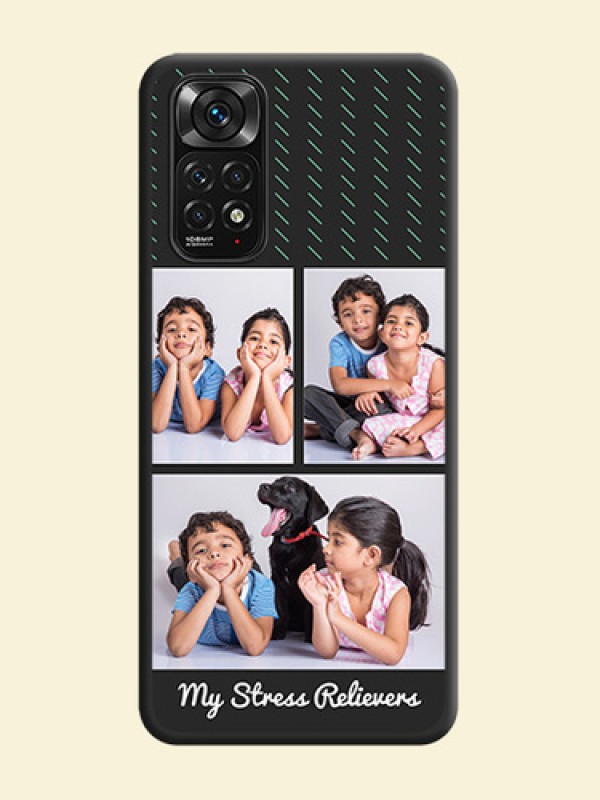 Cross Dotted Pattern with 2 Image Holder  on Personalised Space Black Soft Matte Cases - Redmi Note 11s