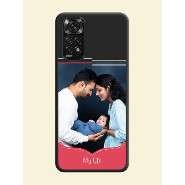 Classic Plain Design with Name on Photo on Space Black Soft Matte Phone Cover - Redmi Note 11s Classic Plain Design with Name on Photo on Space Black Soft Matte Phone Cover - Redmi Note 11s