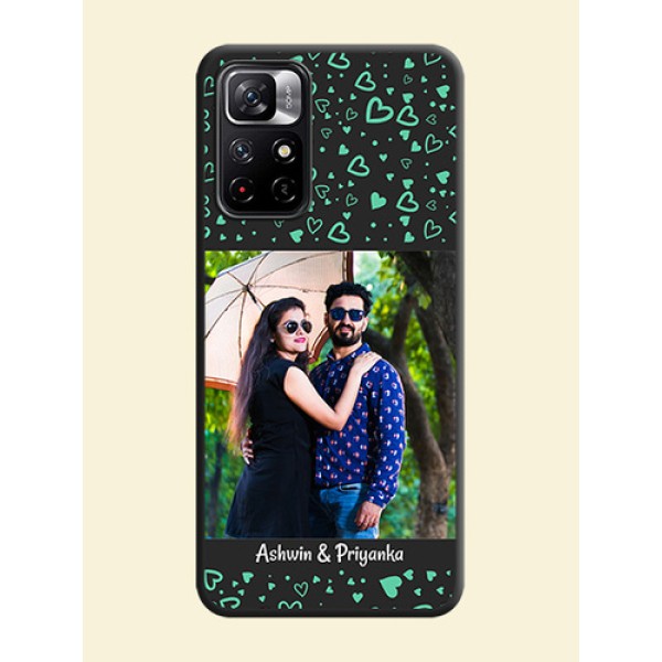 Sea Green Indefinite Love Pattern on Photo on Space Black Soft Matte Mobile Cover - Redmi Note 11T 5G Sea Green Indefinite Love Pattern on Photo on Space Black Soft Matte Mobile Cover - Redmi Note 11T 5G