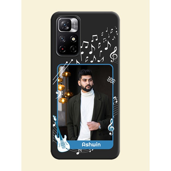 Musical Theme Design with Text on Photo on Space Black Soft Matte Mobile Case - Redmi Note 11T 5G Musical Theme Design with Text on Photo on Space Black Soft Matte Mobile Case - Redmi Note 11T 5G