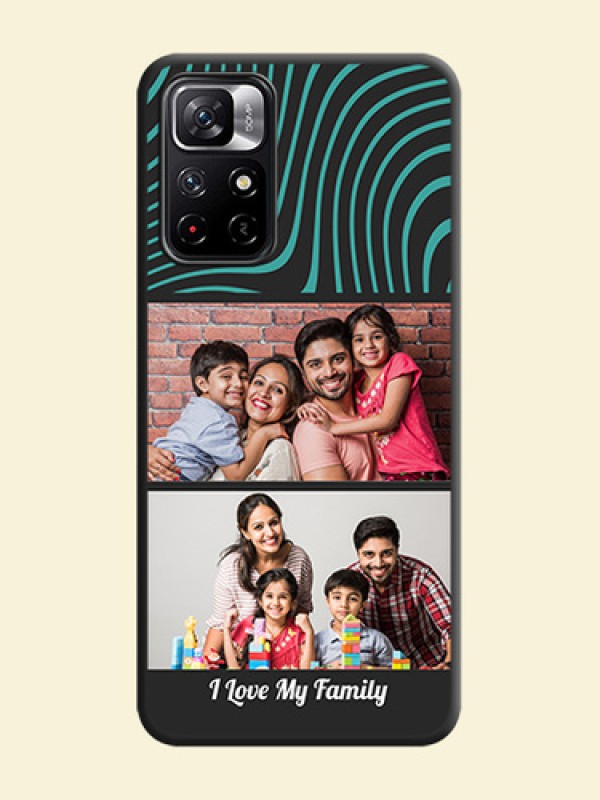 Wave Pattern with 2 Image Holder on Space Black Personalized Soft Matte Phone Covers - Redmi Note 11T 5G