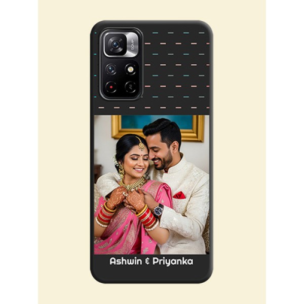 Line Pattern Design with Text on Space Black Custom Soft Matte Phone Back Cover - Redmi Note 11T 5G Line Pattern Design with Text on Space Black Custom Soft Matte Phone Back Cover - Redmi Note 11T 5G