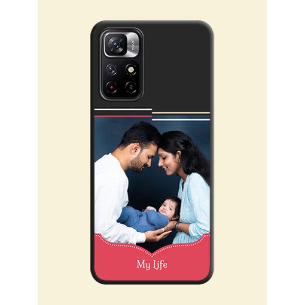 Classic Plain Design with Name on Photo on Space Black Soft Matte Phone Cover - Redmi Note 11T 5G Classic Plain Design with Name on Photo on Space Black Soft Matte Phone Cover - Redmi Note 11T 5G