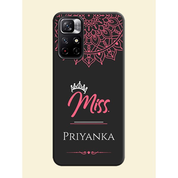 Mrs Name with Floral Design on Space Black Personalized Soft Matte Phone Covers - Redmi Note 11T 5G Mrs Name with Floral Design on Space Black Personalized Soft Matte Phone Covers - Redmi Note 11T 5G