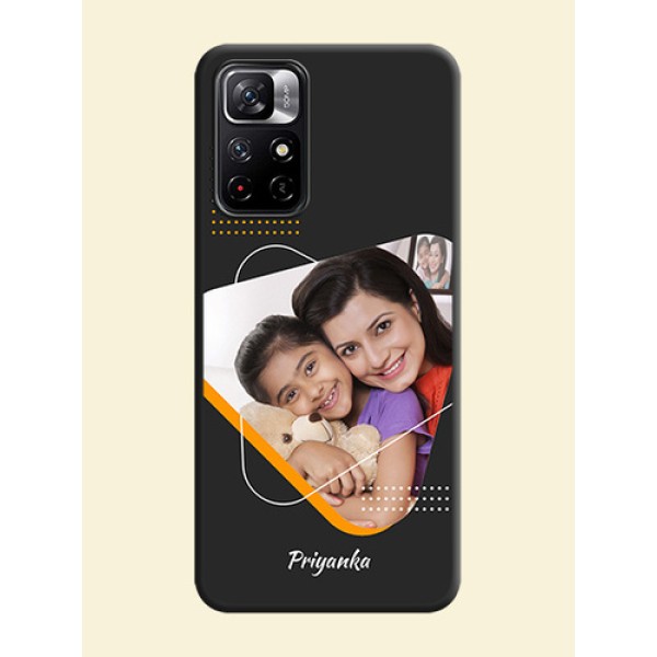 Yellow Triangle on Photo on Space Black Soft Matte Phone Cover - Redmi Note 11T 5G Yellow Triangle on Photo on Space Black Soft Matte Phone Cover - Redmi Note 11T 5G