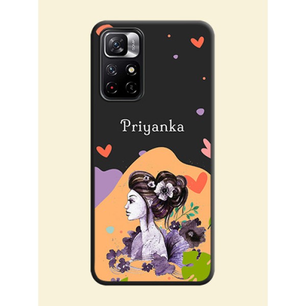 Namecase For Her With Fancy Lady Image On Space Black Personalized Soft Matte Phone Covers -Xiaomi Redmi Note 11T 5G