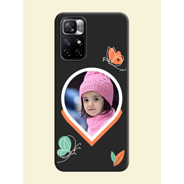 Upload Pic With Simple Butterly Design On Space Black Personalized Soft Matte Phone Covers -Xiaomi Redmi Note 11T 5G Upload Pic With Simple Butterly Design On Space Black Personalized Soft Matte Phone Covers -Xiaomi Redmi Note 11T 5G