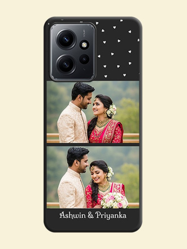 Miniature Love Symbols with Name On Space Black Custom Soft Matte Mobile Back Cover - Redmi Note 12 4G