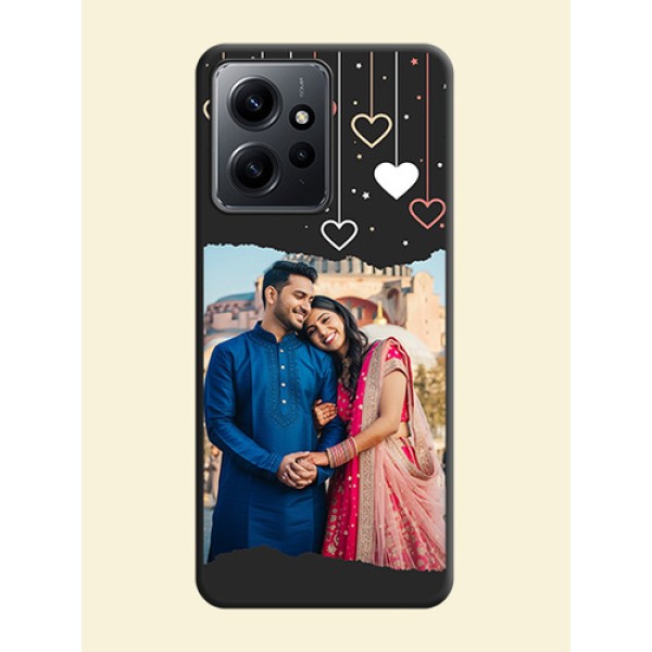 Love Hangings with Splash Wave Picture On Space Black Custom Soft Matte Mobile Back Cover - Redmi Note 12 4G Love Hangings with Splash Wave Picture On Space Black Custom Soft Matte Mobile Back Cover - Redmi Note 12 4G