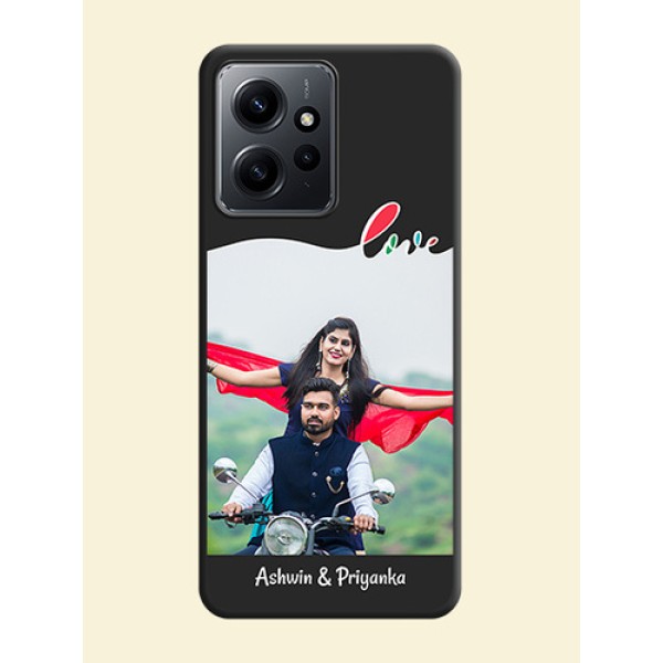 Fall in Love Pattern with Picture on Photo On Space Black Custom Soft Matte Mobile Back Cover - Redmi Note 12 4G Fall in Love Pattern with Picture on Photo On Space Black Custom Soft Matte Mobile Back Cover - Redmi Note 12 4G