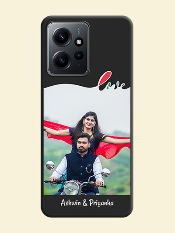 Fall in Love Pattern with Picture on Photo On Space Black Custom Soft Matte Mobile Back Cover - Redmi Note 12 4G