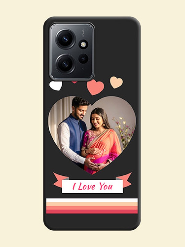 Love Shaped Photo with Colorful Stripes On Space Black Custom Soft Matte Mobile Back Cover - Redmi Note 12 4G
