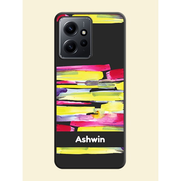 Brush Coloured On Space Black Custom Soft Matte Mobile Back Cover - Redmi Note 12 4G Brush Coloured On Space Black Custom Soft Matte Mobile Back Cover - Redmi Note 12 4G