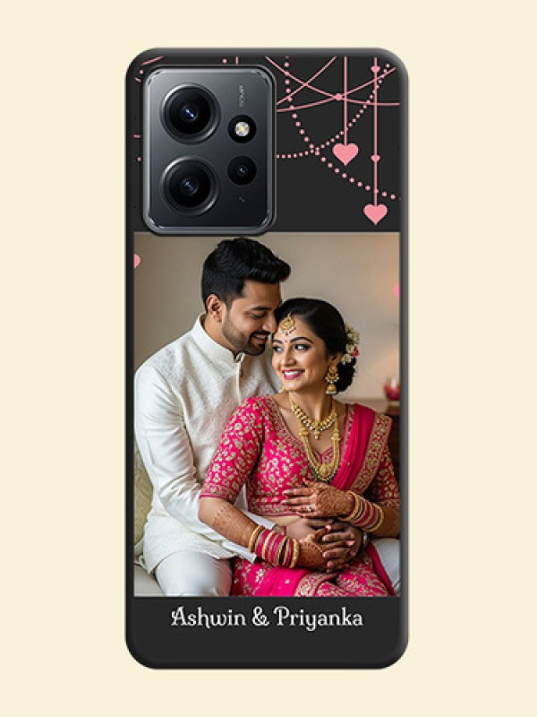 Pink Love Hangings with Text On Space Black Custom Soft Matte Mobile Back Cover - Redmi Note 12 4G