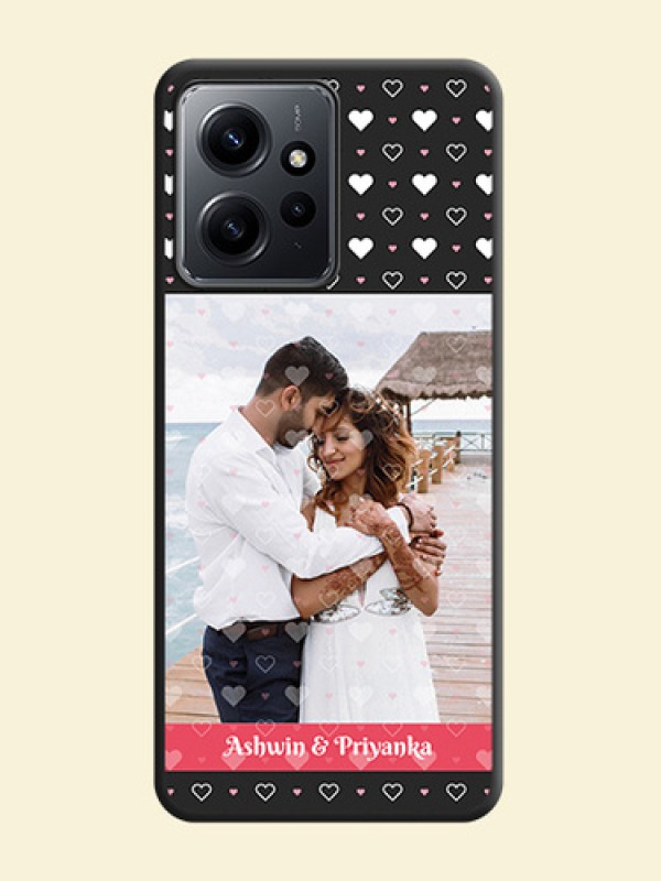White Color Love Symbols with Text Design on Photo On Space Black Custom Soft Matte Mobile Back Cover - Redmi Note 12 4G