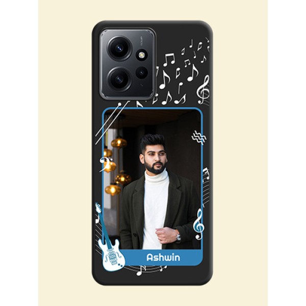 Musical Theme Design with Text on Photo On Space Black Custom Soft Matte Mobile Back Cover - Redmi Note 12 4G Musical Theme Design with Text on Photo On Space Black Custom Soft Matte Mobile Back Cover - Redmi Note 12 4G