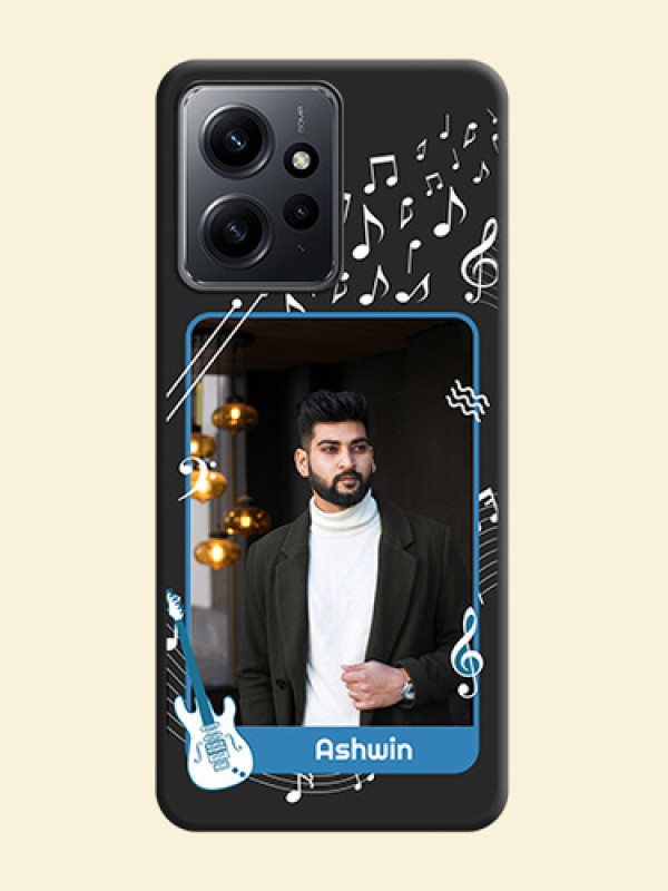 Musical Theme Design with Text on Photo On Space Black Custom Soft Matte Mobile Back Cover - Redmi Note 12 4G