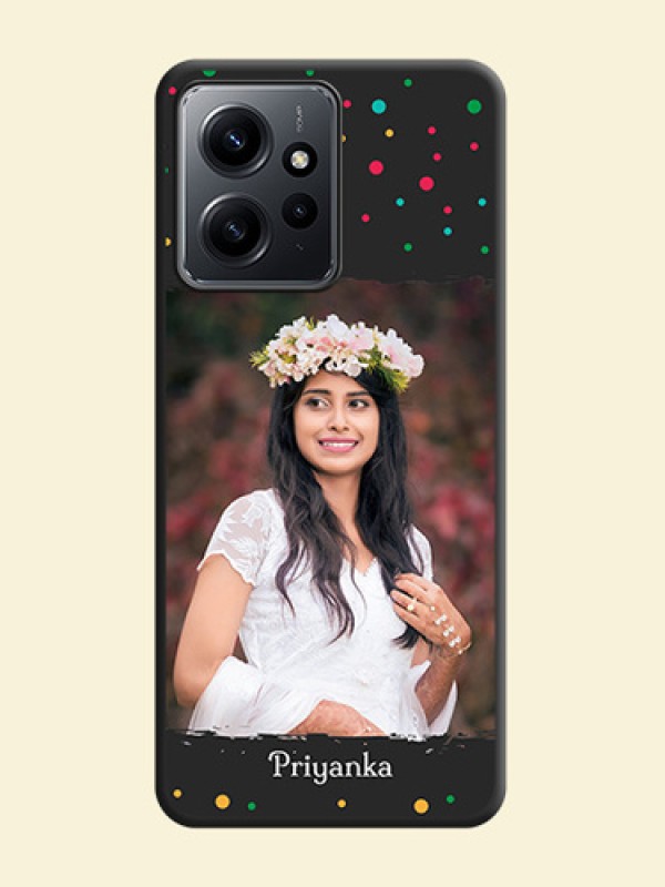 Multicolor Dotted Pattern with Text On Space Black Custom Soft Matte Mobile Back Cover - Redmi Note 12 4G