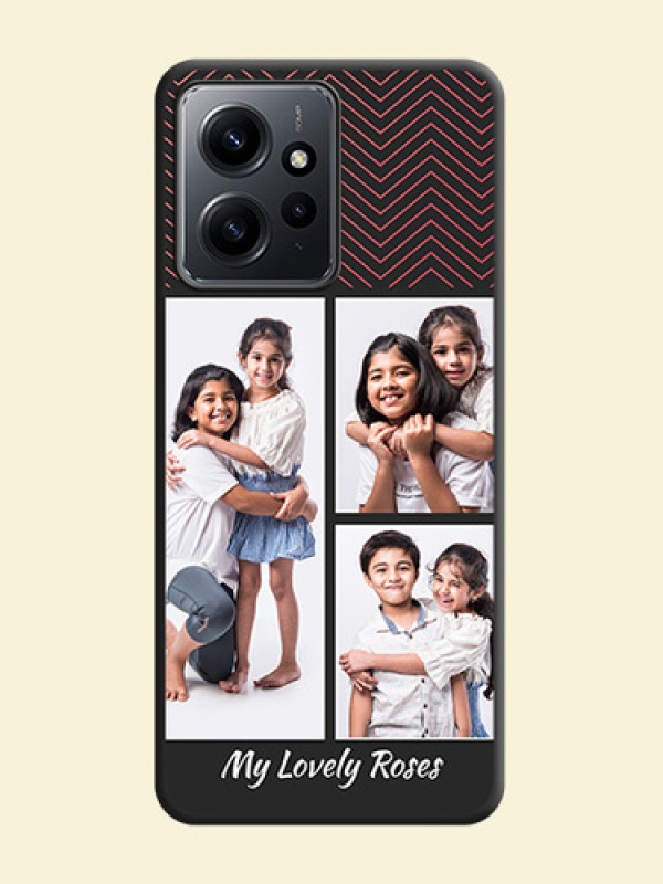 Wave Pattern with 3 Image Holder On Space Black Custom Soft Matte Mobile Back Cover - Redmi Note 12 4G