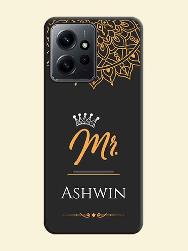 Mr Name with Floral Design On Space Black Custom Soft Matte Mobile Back Cover - Redmi Note 12 4G