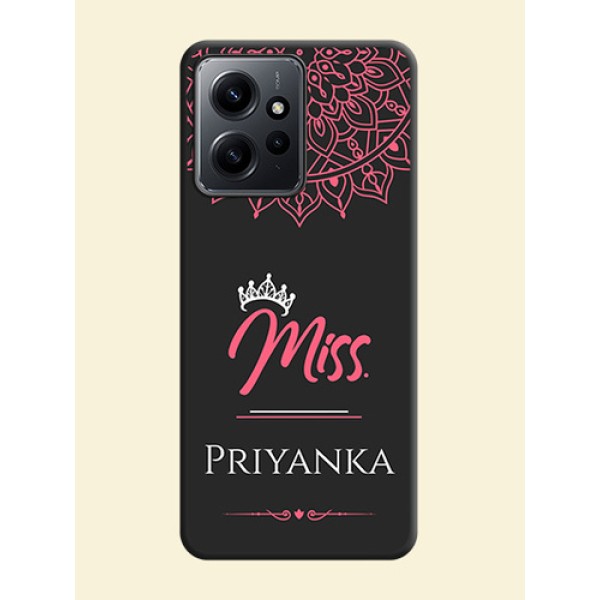 Mrs Name with Floral Design On Space Black Custom Soft Matte Mobile Back Cover - Redmi Note 12 4G Mrs Name with Floral Design On Space Black Custom Soft Matte Mobile Back Cover - Redmi Note 12 4G