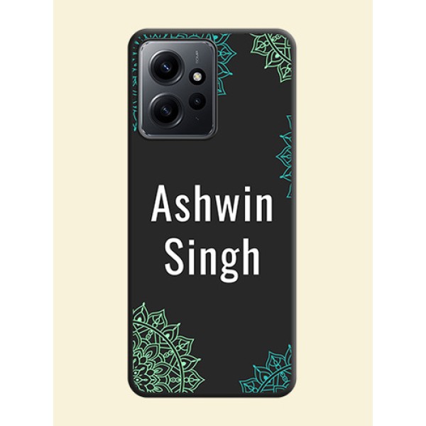 Your Name with Floral Design On Space Black Custom Soft Matte Mobile Back Cover - Redmi Note 12 4G Your Name with Floral Design On Space Black Custom Soft Matte Mobile Back Cover - Redmi Note 12 4G