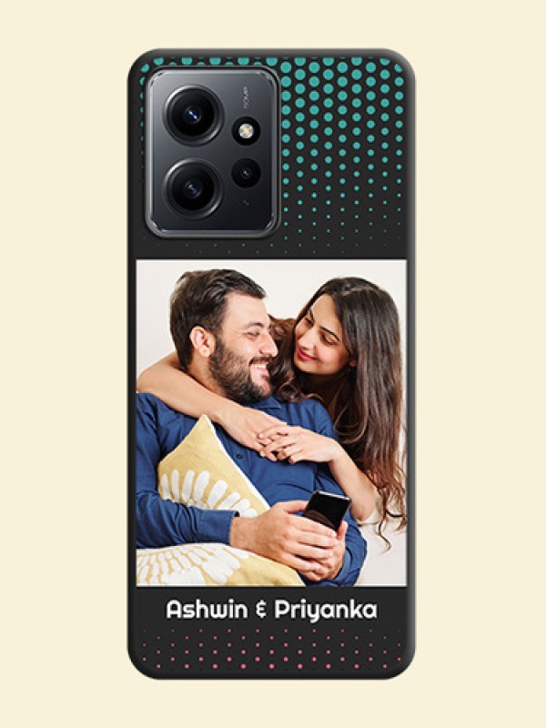 Faded Dots with Grunge Photo Frame and Text On Space Black Custom Soft Matte Mobile Back Cover - Redmi Note 12 4G