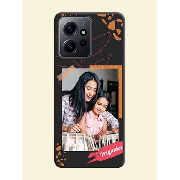 Orange Photo Frame On Space Black Custom Soft Matte Mobile Back Cover - Redmi Note 12 4G Orange Photo Frame On Space Black Custom Soft Matte Mobile Back Cover - Redmi Note 12 4G
