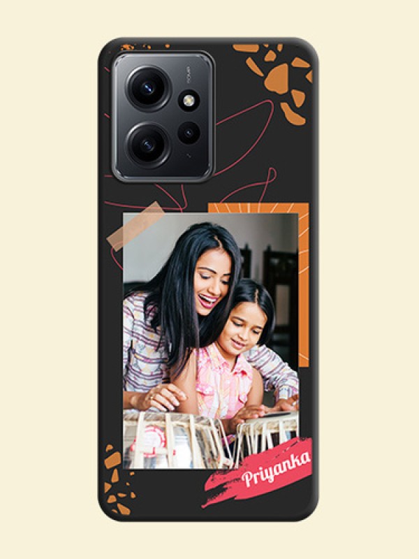 Orange Photo Frame On Space Black Custom Soft Matte Mobile Back Cover - Redmi Note 12 4G