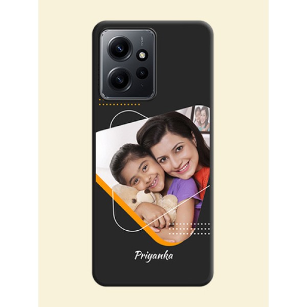 Yellow Triangle on Photo On Space Black Custom Soft Matte Mobile Back Cover - Redmi Note 12 4G Yellow Triangle on Photo On Space Black Custom Soft Matte Mobile Back Cover - Redmi Note 12 4G