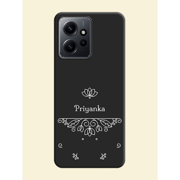 Lotus Garden Custom Text On Space Black Custom Soft Matte Mobile Back Cover - Redmi Note 12 4G Lotus Garden Custom Text On Space Black Custom Soft Matte Mobile Back Cover - Redmi Note 12 4G