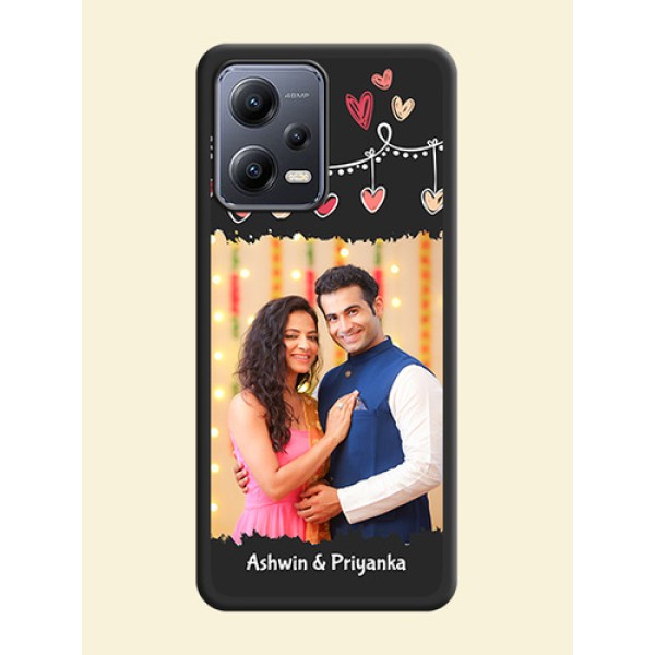 Pink Love Hangings with Name on Space Black Custom Soft Matte Phone Cases - Xiaomi Redmi Note 12 5G Pink Love Hangings with Name on Space Black Custom Soft Matte Phone Cases - Xiaomi Redmi Note 12 5G
