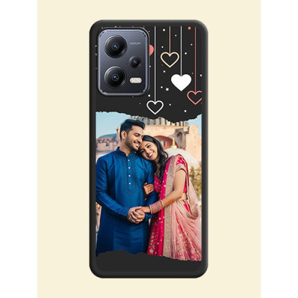 Love Hangings with Splash Wave Picture on Space Black Custom Soft Matte Phone Back Cover - Xiaomi Redmi Note 12 5G Love Hangings with Splash Wave Picture on Space Black Custom Soft Matte Phone Back Cover - Xiaomi Redmi Note 12 5G