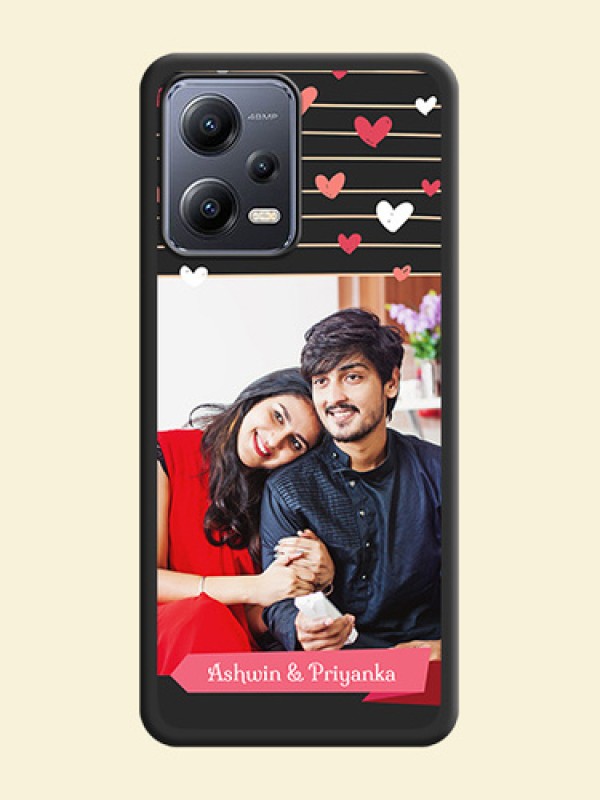 Love Pattern with Name on Pink Ribbon  on Photo on Space Black Soft Matte Back Cover - Xiaomi Redmi Note 12 5G