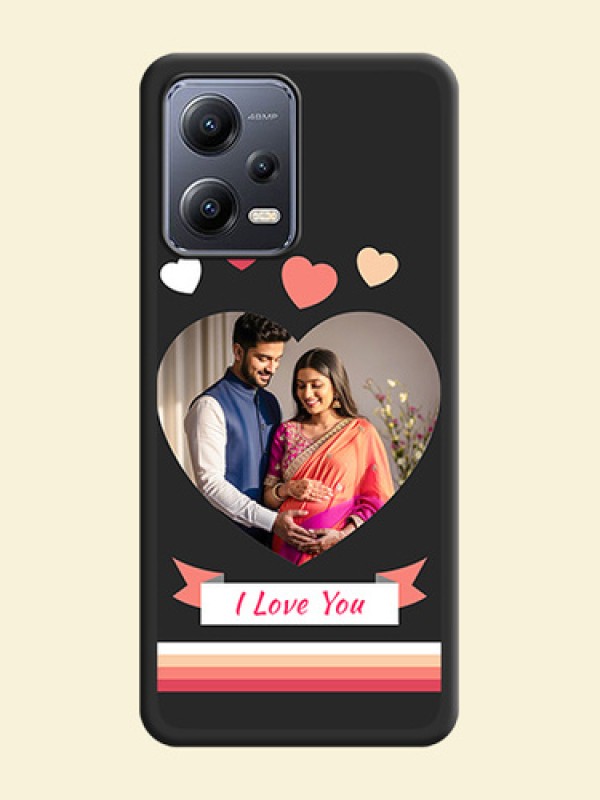Love Shaped Photo with Colorful Stripes on Personalised Space Black Soft Matte Cases - Xiaomi Redmi Note 12 5G