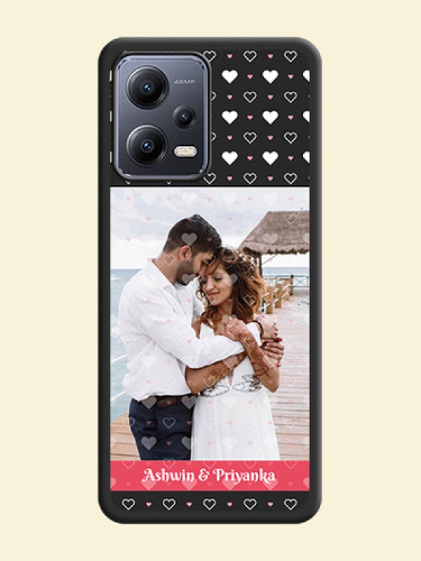White Color Love Symbols with Text Design on Photo on Space Black Soft Matte Phone Cover - Xiaomi Redmi Note 12 5G