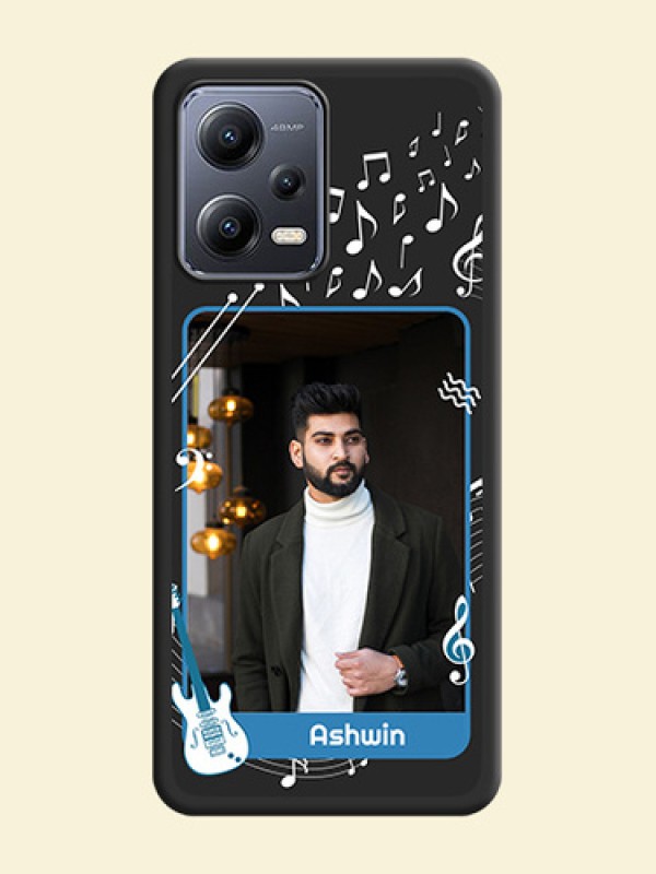 Musical Theme Design with Text on Photo on Space Black Soft Matte Mobile Case - Xiaomi Redmi Note 12 5G