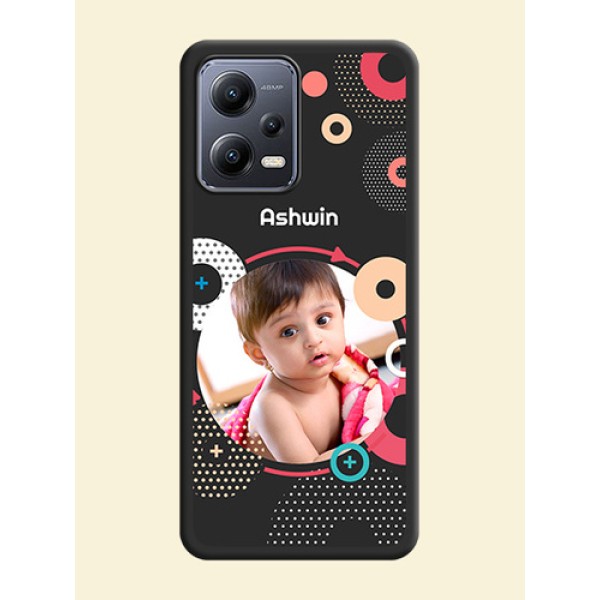 Multicoloured Round Image on Personalised Space Black Soft Matte Cases - Xiaomi Redmi Note 12 5G Multicoloured Round Image on Personalised Space Black Soft Matte Cases - Xiaomi Redmi Note 12 5G