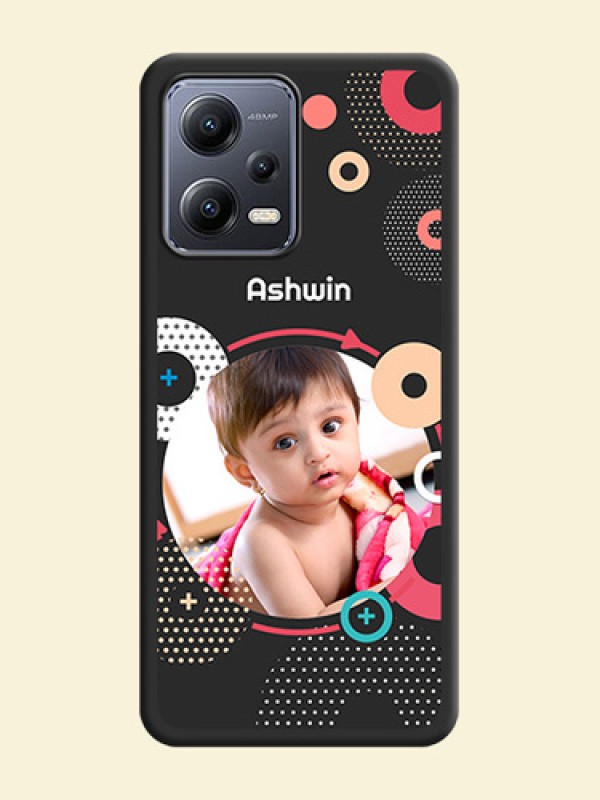 Multicoloured Round Image on Personalised Space Black Soft Matte Cases - Xiaomi Redmi Note 12 5G