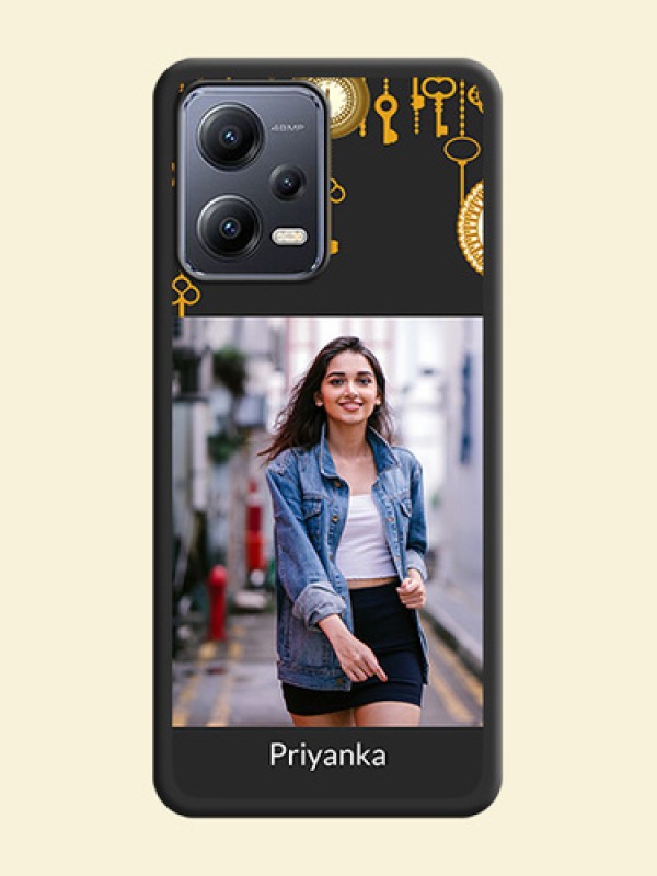 Decorative Design with Text on Space Black Custom Soft Matte Back Cover - Xiaomi Redmi Note 12 5G