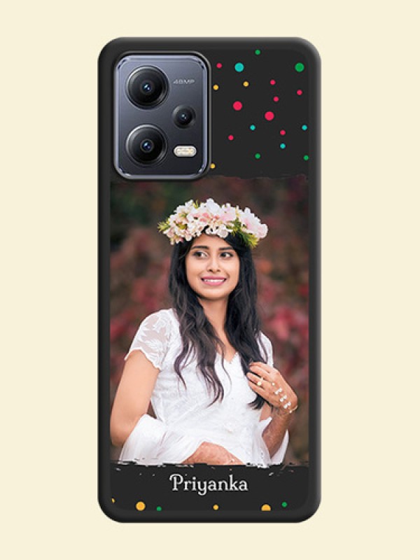 Multicolor Dotted Pattern with Text on Space Black Custom Soft Matte Phone Back Cover - Xiaomi Redmi Note 12 5G
