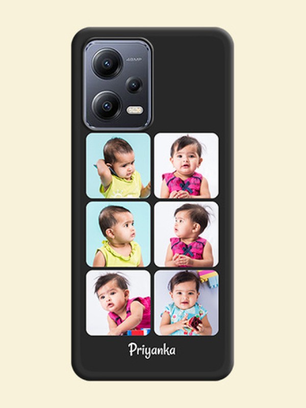 Floral Art with 6 Image Holder on Photo on Space Black Soft Matte Mobile Case - Xiaomi Redmi Note 12 5G