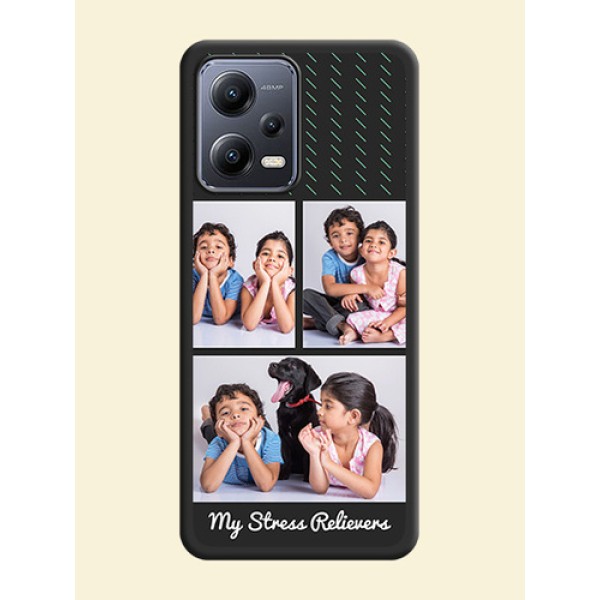 Cross Dotted Pattern with 2 Image Holder on Personalised Space Black Soft Matte Cases - Xiaomi Redmi Note 12 5G Cross Dotted Pattern with 2 Image Holder on Personalised Space Black Soft Matte Cases - Xiaomi Redmi Note 12 5G