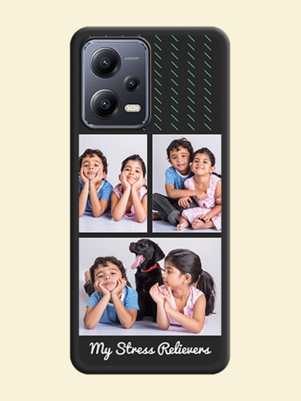 Cross Dotted Pattern with 2 Image Holder  on Personalised Space Black Soft Matte Cases - Xiaomi Redmi Note 12 5G