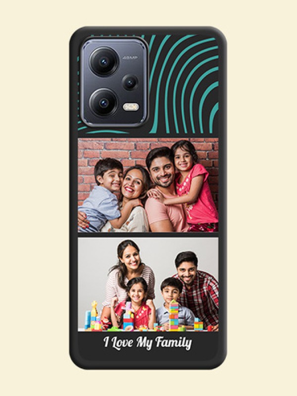 Wave Pattern with 2 Image Holder on Space Black Personalized Soft Matte Phone Covers - Xiaomi Redmi Note 12 5G
