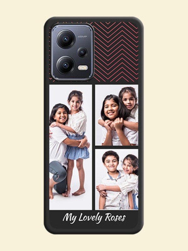 Wave Pattern with 3 Image Holder on Space Black Custom Soft Matte Back Cover - Xiaomi Redmi Note 12 5G
