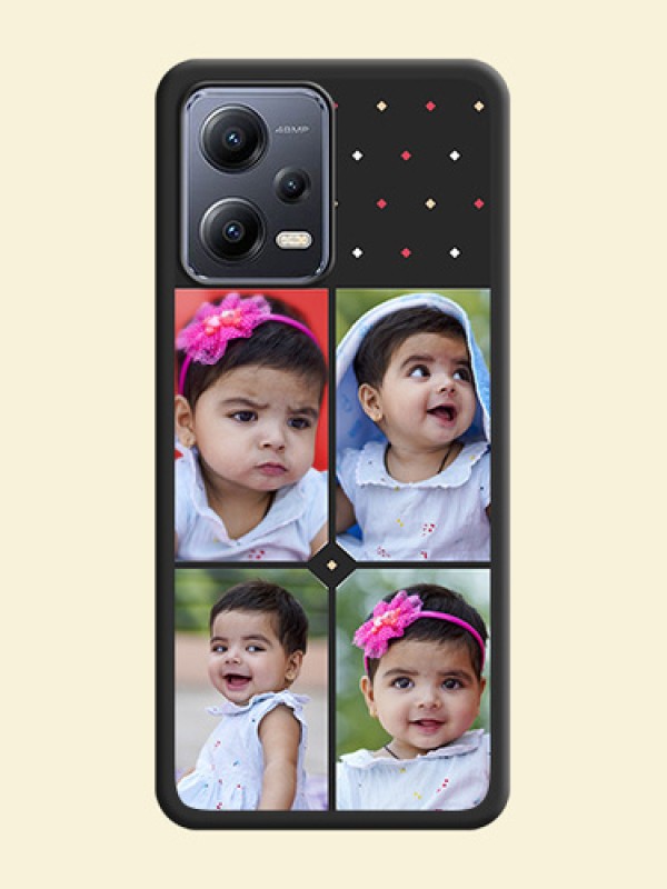 Multicolor Dotted Pattern with 4 Image Holder on Space Black Custom Soft Matte Phone Cases - Xiaomi Redmi Note 12 5G